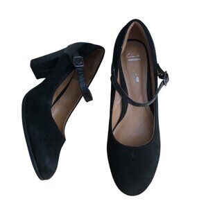 Clarks Collection Bavette Cathy Suede Leather Mary Jane Heels